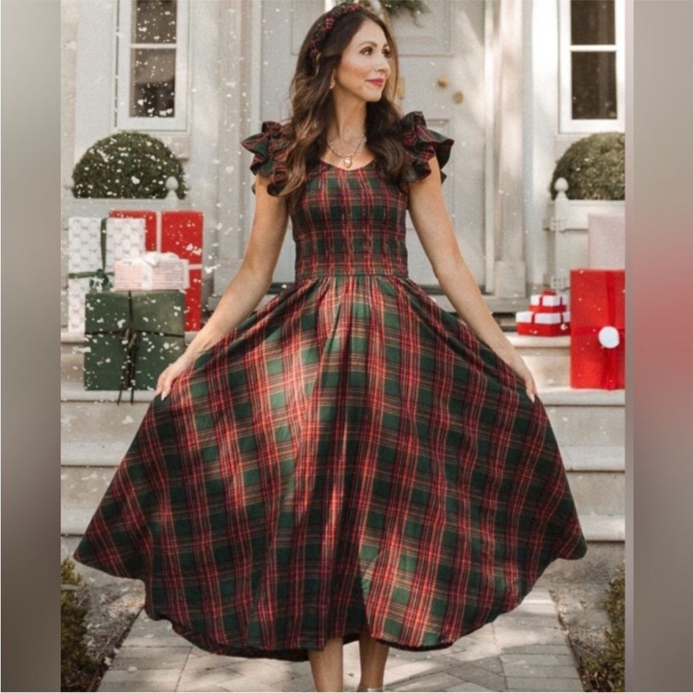 Ivy City Co Hattie Green Plaid Holiday Dress 1x NWT